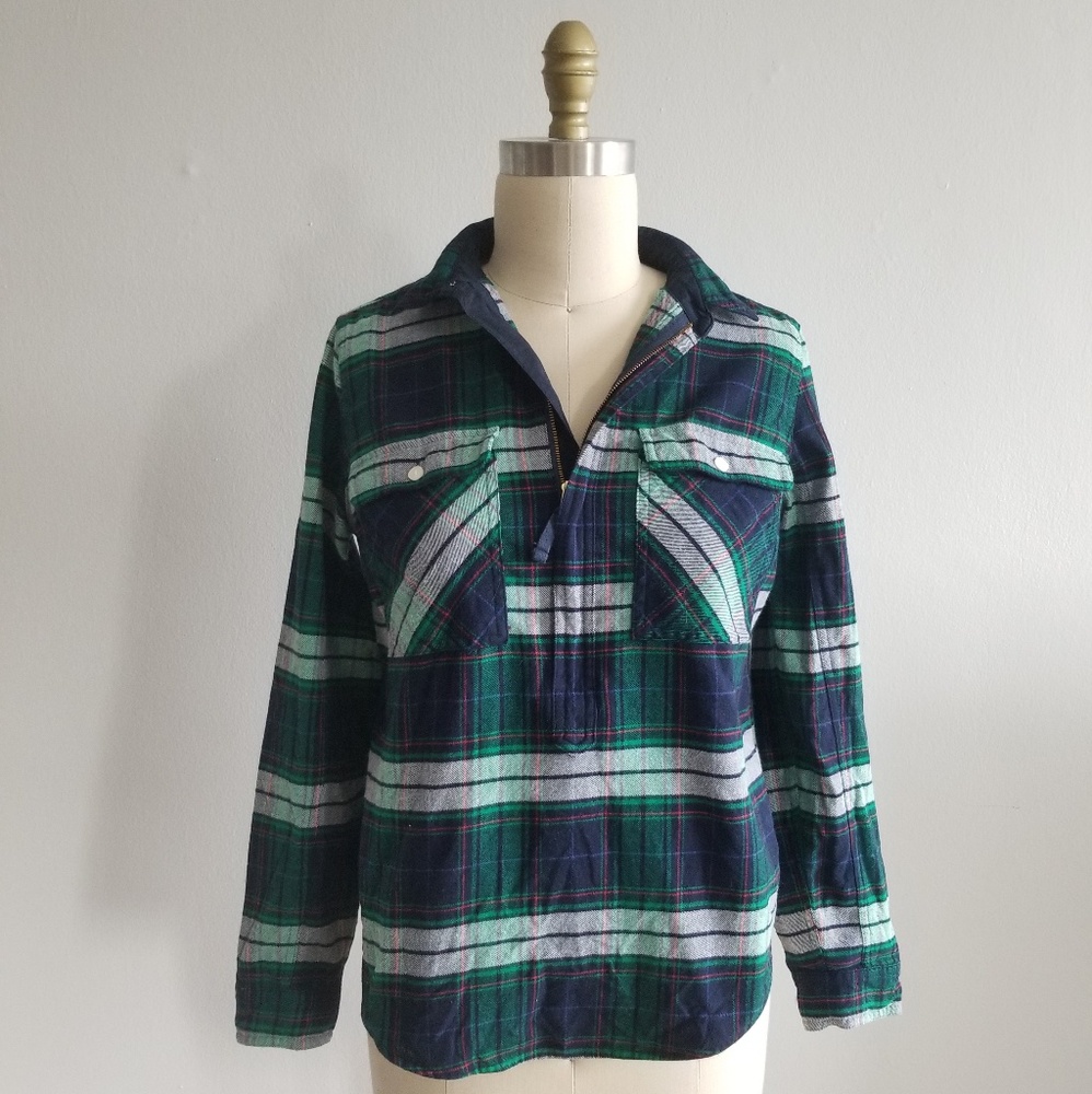 2 for 20 Jcrew quarter zip plaid flannel XS